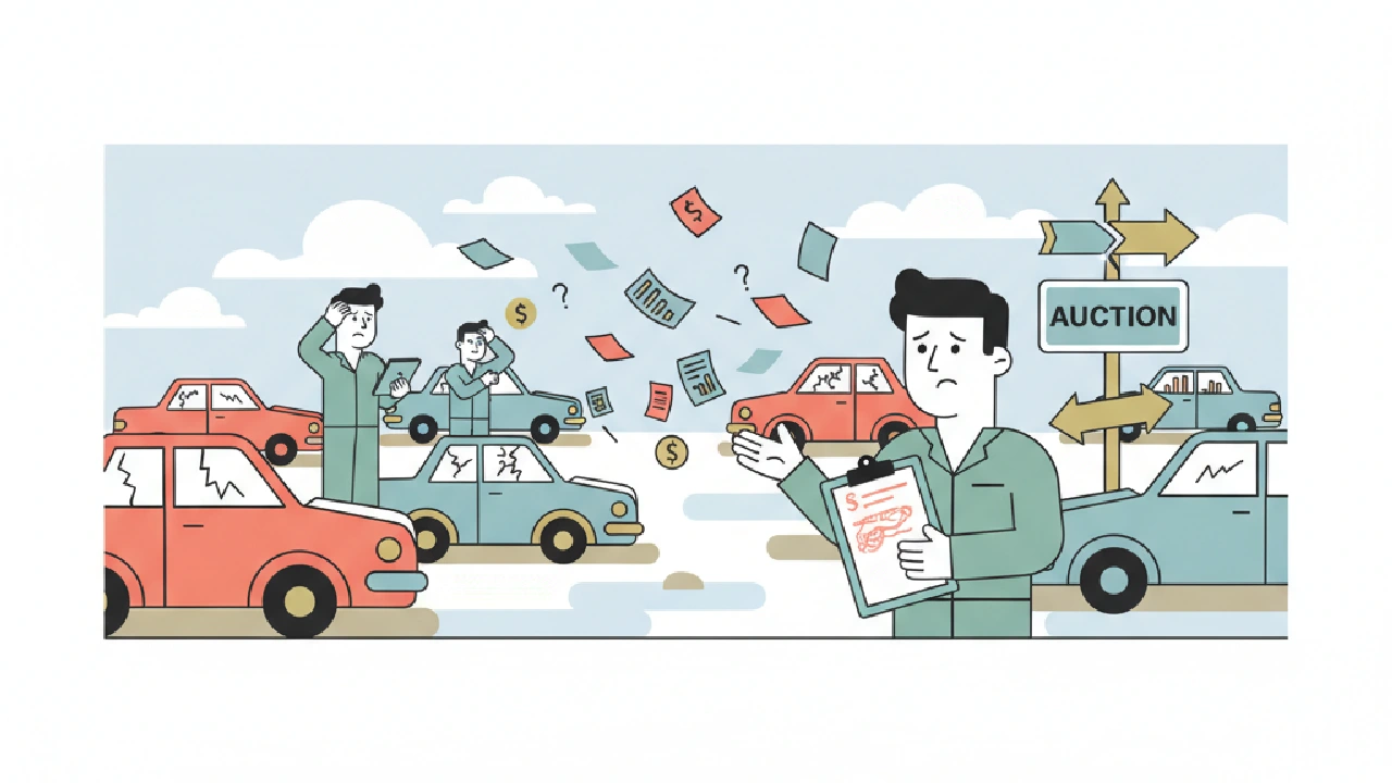 Flat vector illustration about Salvage comp research problems: what scattered comps cost you for salvage auction flippers