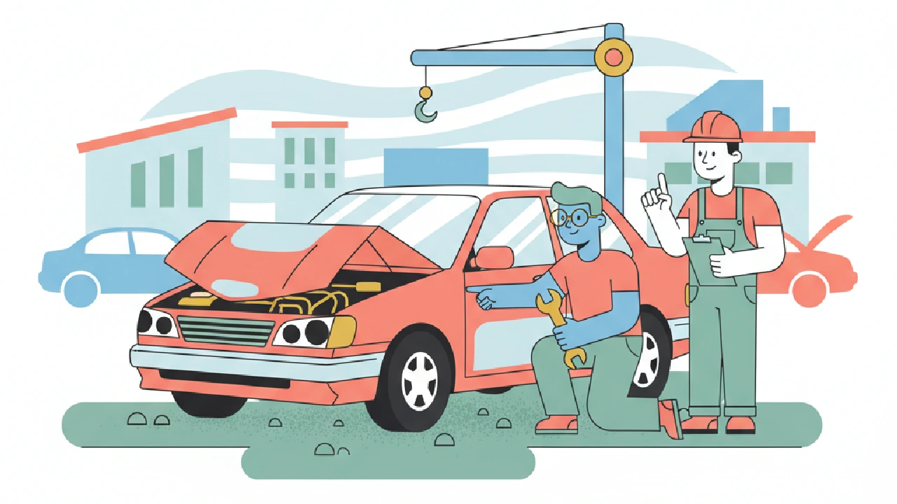 Flat vector illustration about How to Flip Salvage Cars Step by Step for salvage auction flippers