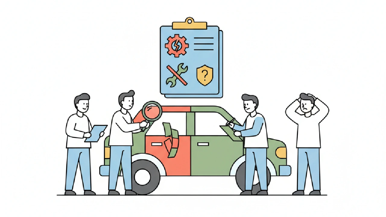 Flat vector illustration about Buying a Car With a Rebuilt Title: Risk Checklist for salvage auction flippers