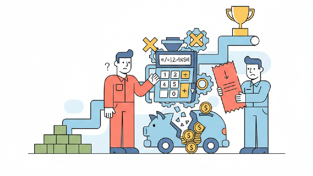 Flat vector illustration about Bad Max Bid Cost: The True Cost of Max Bid Math for salvage auction flippers