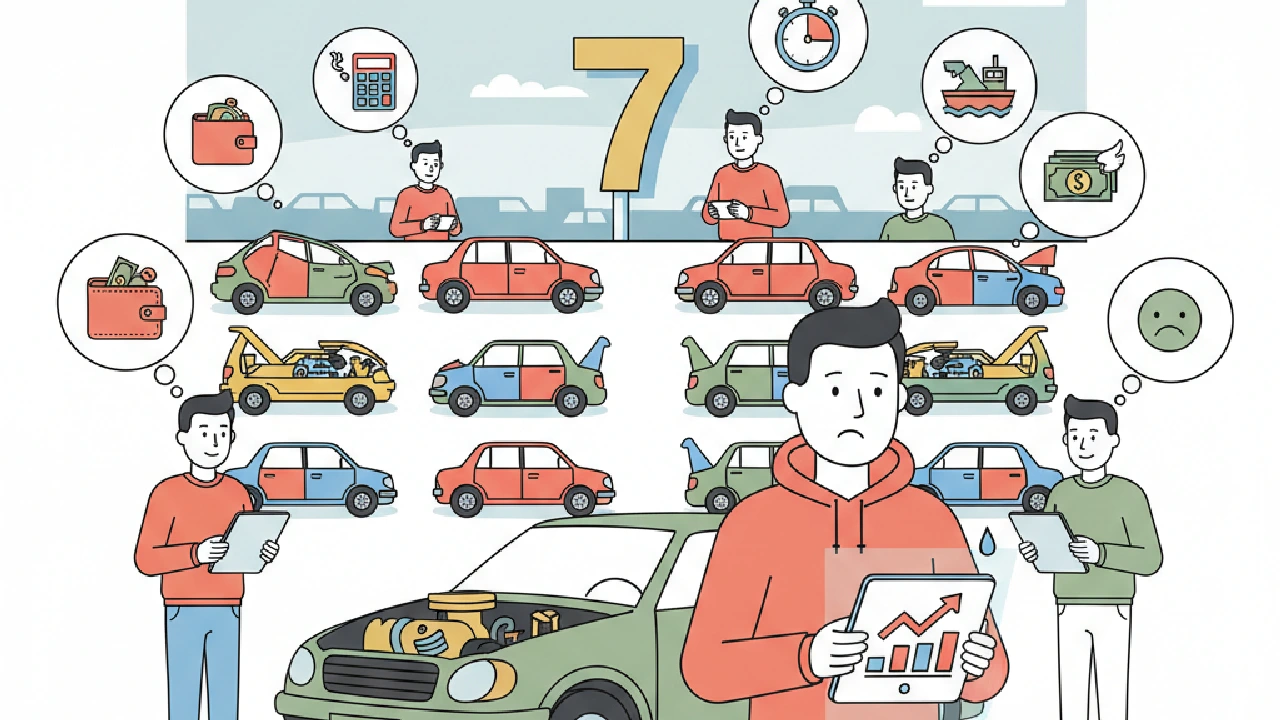 Flat vector illustration about 7 Signs You're Overbidding at Salvage Auctions for salvage auction flippers