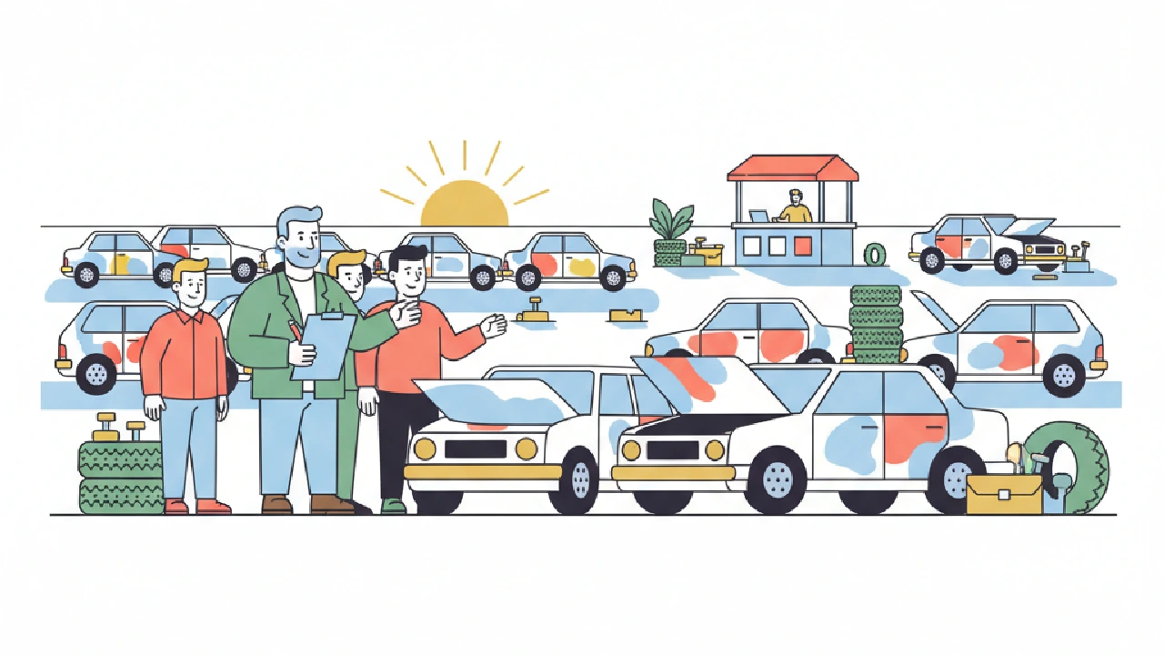 Flat vector illustration about Is Flipping Cars Profitable in 2026? A Salvage Auction Brief for salvage auction flippers
