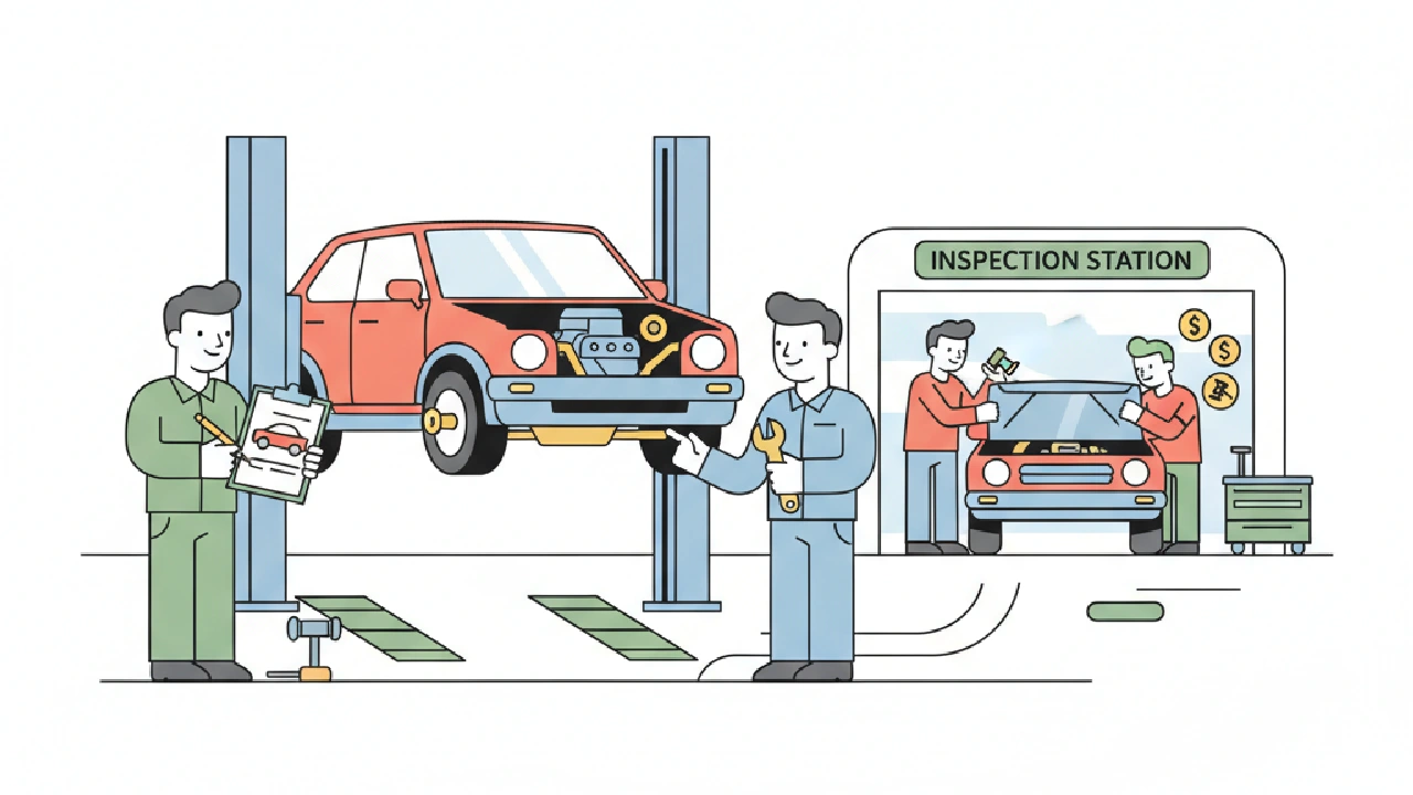 Flat vector illustration about Where to Get a Rebuilt Title Inspection — Auction Prep for salvage auction flippers
